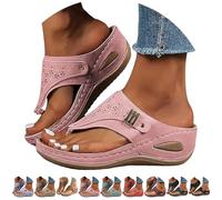 Sandales orthopédiques compensées pour femme - Tongs orthopédiques légères - Soutien de la voûte plantaire - Pantoufles décontractées d'extérieur - Coupe large - Chaussures d'été antidérapantes