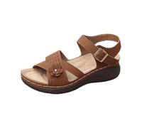 Sandales orthopédiques confortables pour femme - Sandales orthopédiques à bout ouvert - Semelle antidérapante - Chaussures de plage - Sandales de marche en cuir avec soutien de la voûte plantaire