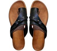 Sandales Orthopédiques Confortables pour Femmes, Chaussures Correctrices D'oignon, Semelle Souple avec Support De Voûte Plantaire(Black,42 EU)