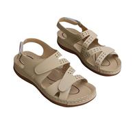 Sandales orthopédiques confortables respirantes pour femmes Sandales compensées à bout ouvert, élégantes antidérapantes, avec déchirure, support d'arc, léger, sandales de marche, mode douce, plage