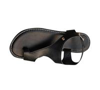 Sandales orthopédiques correctrices d'oignon pour femme - Sandales pour femme - Pieds plats - Gros orteils - Pantoufles romaines à clip - Sandales en cuir confortables avec sangle à boucle, Noir , 6