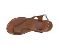 Sandales orthopédiques correctrices d'oignon pour femme - Sandales pour femme - Pieds plats - Gros orteils - Pantoufles romaines à clip - Sandales en cuir confortables avec sangle à boucle, marron, 6