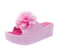 Sandales Orthopédiques Femme Chaussures Ete Un Mot Tongs Simulation Fleur Plage Femme Pente Talon Semelle Épaisse Tongs et Sandales Surélevées Chaussure Orthopédique Sandale Petit (Pink 38)
