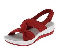 Sandales Orthopédiques Femme D'été Bout Ouvert Confortable Chaussures D'Été Antidérapant Élégant Vintage Sandales Compensées Support Arc Léger Sandale De Plage Souple Mode Sandales De Marche, rouge