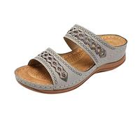 Sandales Orthopédiques Femme D'été Respirant Antidérapant Sandales Compensées Bout Ouvert Vintage Confortable Chaussures D'été Plage Mode Sandale De Marche Support Arc Léger Doux Sandale De Mer, gris