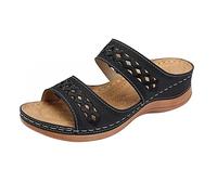 Sandales Orthopédiques Femme Ete Ajourées Compensé Sandales De Marche Soutien Voûte Plantaire Bout Ouvert Anti-Dérapantes Claquette Respirant De Randonnée Chaussons Été