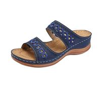 Sandales Orthopédiques Femme Ete Ajourées Compensé Sandales De Marche Soutien Voûte Plantaire Bout Ouvert Anti-Dérapantes Claquette Respirant De Randonnée Chaussons Été