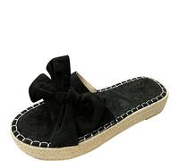 Sandales Orthopédiques Femmes Confortable Compensées Sandale À Bout Ouvert Été Bowknot Mode Été avec Support Plateforme Vintage Mode Chaussures,Noir,US7/EU37