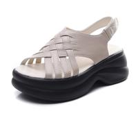 Sandales orthopédiques for femmes avec soutien de la voûte plantaire 2025 nouveau classique vintage en cuir de vachette sandales compensées à plateforme élargie(Wei,40 EU)
