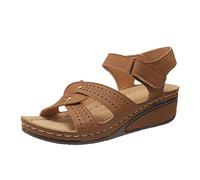 Sandales Orthopédiques for Femmes Chaussons Tendance 2025 Pantoufles À Talons Compensés Vintage Chaussures D'été en Cuir PU for Plage Offre de Printemps Sandales Femmes Pas Cher Grande Taille
