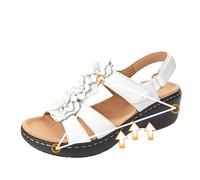 Sandales Orthopédiques for Femmes Chaussons Tendance 2025 Pantoufles À Talons Compensés Vintage Chaussures D'été en Cuir PU for Plage Offre de Printemps Sandales Femmes Pas Cher Grande Taille