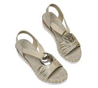 Sandales orthopédiques Heccie, Sandales orthopédiques légères et Extensibles, Sandale à glissière avec Semelle d'amortissement de Mise à Niveau avec Soutien de la voûte Plantaire (Kaki,38)