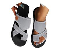 Sandales orthopédiques pour femme 2026 UK - Tendance - Confortable - Pour la plage - Respirantes - En maille creuse - Sandales orthopédiques d'été - Large largeur - Tongs de vacances plates habillées