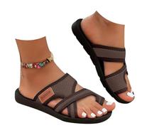 Sandales orthopédiques pour femme 2026 UK - Tendance - Confortable - Pour la plage - Respirantes - En maille creuse - Sandales orthopédiques d'été - Large largeur - Tongs de vacances plates habillées