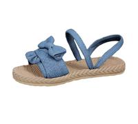 Sandales orthopédiques pour femme avec nœud décoratif, bout ouvert, plat, couleur unie, double sangle, pour l'été, bleu, 37.5 EU