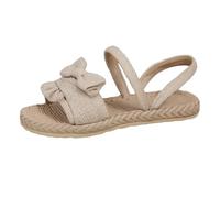Sandales orthopédiques pour femme avec nœud décoratif, bout ouvert, plat, couleur unie, double sangle, pour l'été, beige, 39.5 EU