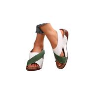Sandales orthopédiques pour femme d'été avec talon compensé confortables et élégantes avec réglable en déchirure, sandales à bout ouvert, plage, légères en cuir artificiel, respirantes, chaussures de