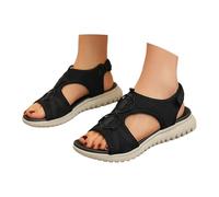 Sandales orthopédiques pour femme - Élégantes - Larges pieds - Confortables - Lavables - Avec semelle intérieure douce - Décontractées - Pour l'extérieur, Noir , 37 EU