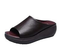 Sandales orthopédiques pour femme rétro couleur unie printemps et été nouveau motif simple à enfiler sandales compensées confortables et douces chaussures d'été pour femme Royaume-Uni, marron, 5 UK