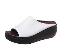 Sandales orthopédiques pour femme rétro couleur unie printemps et été nouveau motif simple à enfiler sandales compensées confortables et douces chaussures d'été pour femme Royaume-Uni, blanc, 6.5 UK