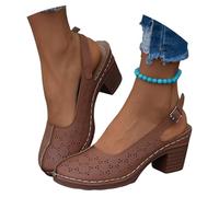 Sandales orthopédiques pour femme - Sandales compensées avec talon - Beaux orteils fermés - Chaussures d'été tendance - Plateforme tendance - Sandales de plage décontractées et légères, marron, 39 EU