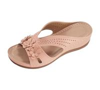 Sandales orthopédiques pour femme - Sandales compensées confortables avec soutien de la voûte plantaire - Bout ouvert - Sandales habillées pour l'été, la plage, la marche, rose, 39 EU