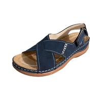 Sandales orthopédiques pour femme - Vintage - Chaussures de plage - Sangle croisée - Sandales à plateforme avec semelle intérieure - Chaussures d'été - Lavables - Chaussures ouvertes - Doux et