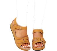 Sandales Orthopédiques pour Femmes Sandales Orthopédiques pour Femmes Arch Support Anti-Slip Respirant Sandales pour Femmes Slip on Wedges Plate-Forme Douce Marche Confort S, Brown, US8/EU40