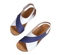 Sandales orthopédiques pour les loisirs - Sandales à plateforme pour femme - Ultra confortables - Antidérapantes - Sandales de plage à talon compensé - Sandales respirantes pour l'extérieur, blanc, 38