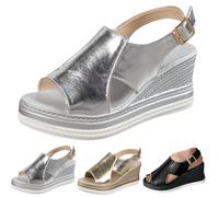 Sandales Orthopédiques Roses, Chaussures Orthopédiques Confortables De Soutien De La Voûte Plantaire Pour Femmes, Sandales à Plateforme Avec Boucle Compensée Et Sangle De Cheville (Argent,39)