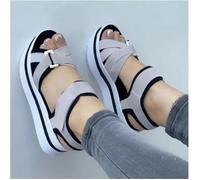 Sandales Ouvertes À L'Offre Elles Compensées Pour Femmes Chaussures Souples Et Élégantes Gris 42