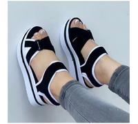 Sandales Ouvertes À L'Offre Elles Compensées Pour Femmes Chaussures Souples Et Élégantes Noir 38