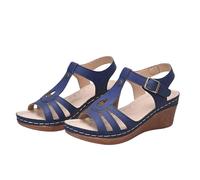 Sandales ouvertes pour femme avec boucle - Sandales d'été élégantes compensées confortables et respirantes - Sandales esclave tendance décontractées pour la marche, les vacances, le travail, la mer