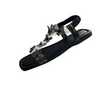 Sandales Papillon Strass pour Femmes Sandales Carré Plat T-Sangle Chaussures Bretelles Élastiques Transparentes Sandale Bout Ouvert Plate Chaussure Bride À la Cheville Claquette Confort Antidérapantes