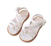Sandales pieds nus pour enfant - Bout ouvert - Design floral - Sangles légères et réglables - Bottes en caoutchouc pour enfant/grande taille, Blanc., 28 EU