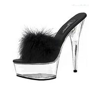 Sandales Plateformes À Talons pour Hommes, 15 Cm / 5,9 Pouces, Talons Hauts pour Femmes, Sexy,Performance De Scène, Pole Dance, Discothèque,Grande Taille, Unisexe,Noir,39 EU