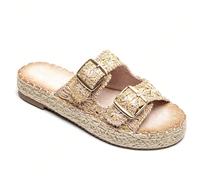 Sandales Plates à Boucles en Raphia - Élégance et Confort pour un Style Estival Chic C'est naturel et naturel, ce sont des plaques de grès en raphia. C'est toutes des sandales, c'est des sandales comb