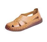 Sandales plates à bout fermé pour femme - Coupe large - Sandales orthopédiques pour femme - Sandales de marche athlétiques à enfiler - Découpes confortables - Sandales de randonnée - Sandales d'été