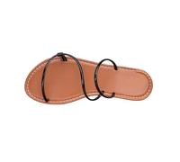 Sandales plates à bout ouvert pour femme - Respirantes - Avec sangle croisée - Antidérapantes - Légères - Tailles 36 à 43, Noir , 38 EU