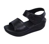 Sandales plates à bout ouvert pour femme - Sangle de cheville réglable - Coussin orthopédique - Chaussures compensées - Pantoufles de vacances - Chaussures d'été - Chaussures de loisirs - Sandales de