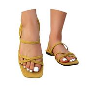 Sandales plates à brides élégantes pour un confort quotidien et une allure sophistiquée au quotidien (Yellow, 42)