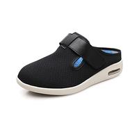 Sandales Plates à Enfiler pour Femmes diabétiques, Pantoufles en Mousse à mémoire de Forme Extra Larges pour Les Pieds enflés des Personnes âgées(Color:Black,Size:42 EU)