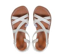 Sandales plates à lanières croisées pour femme avec bride arrière élastique - Chaussures de plage d'été à bout ouvert - Chaussures de marche décontractées, blanc, 38 EU