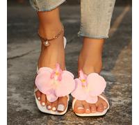 Sandales plates à lanières florales françaises pour femmes, nouvelles glissières mode été pour porter à l'extérieur, convient pour le rencard, le shopping, la fête EUR35,EUR36,EUR37,EUR38,EUR39,EUR40,