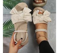 Sandales plates à porter de 2 façons avec nœud papillon pour femmes, Tongs d'été confortables avec semelle épaisse, Chaussons polyvalents pour robes et la Saint-Valentin EUR35,EUR36,EUR37,EUR38,EUR39,