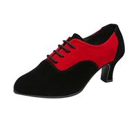 Sandales plates à talon bas pour femme - Bout rond fermé - Pour fête de mariage, bal de fin d'année, chaussures de danse latine, salsa tango, chaussures de danse, rouge, 39