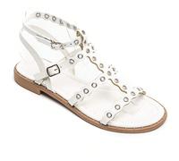 Sandales plates avec brides croisées, ornées de clous décoratifs et boucle réglable - style gladiateur C'est un bel endroit, c'est un bel endroit, c'est un plateau sablonneux, c'est moderne. Tout est 