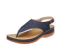 Sandales plates avec semelle intérieure pour femme - Sandales de trekking - Sandales légères avec talon compensé - Chaussures à enfiler - Boucle - Sandales de trekking - Tongs - Sandales à orteils