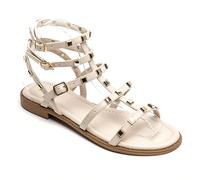 Sandales plates cloutées carrées - Style de gladiateur moderne La beauté du mariage, la beauté des sandales, le design du style, les demoiselles d'honneur, les demoiselles d'honneur, les demoiselles d