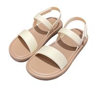 Sandales plates confortables pour femme - Soutien de la voûte plantaire - Double sangle réglable - Légères - Chaussures d'été pour femme, blanc, 5 UK 3X-Narrow